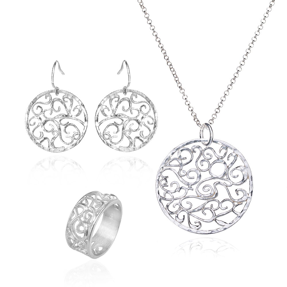 Silber Schmuckset – Handgefertigtes Ornament in Silber